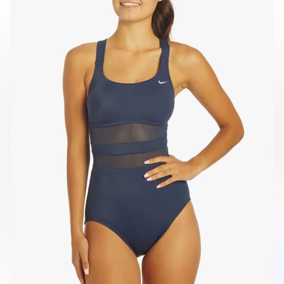 Nike Black Mesh One-Piece Swimsuit - Picture 3 of 15